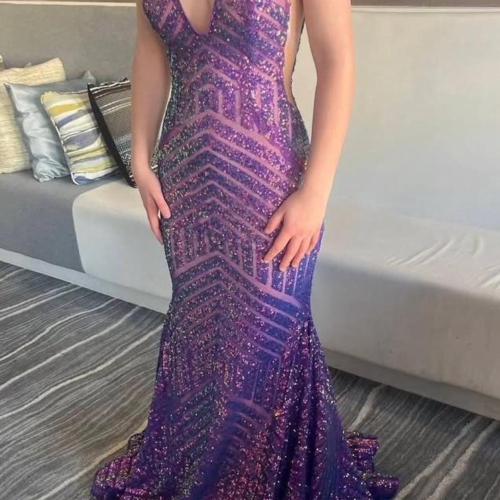 Elegant Purple Jovani Sequin Evening/Prom Dress